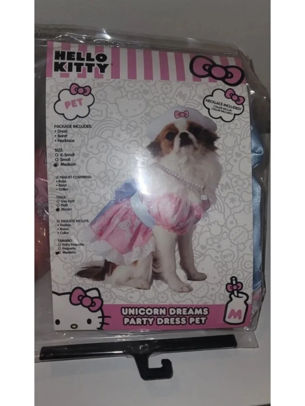 HELLO KITTY UNICORN DREAMS PET PARTY DRESS, X-SMALL FOR SMALL SIZED DOGS